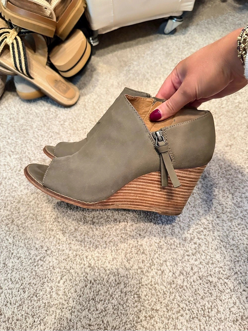 Jessica Simpson Catcher Wedge Bootie Catcher Peep Toe Wedge Booties in Brown